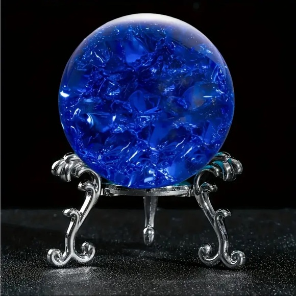 Other - Deep Blue Ice Crystal Sphere with Silver Stand